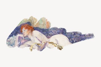 Nude woman on couch, brush | Free PSD - rawpixel