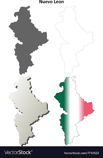 Nuevo Leon blank outline map set vector image