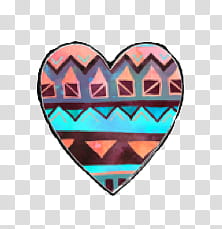 Nuevos, multicolored tribal heart transparent background PNG clipart