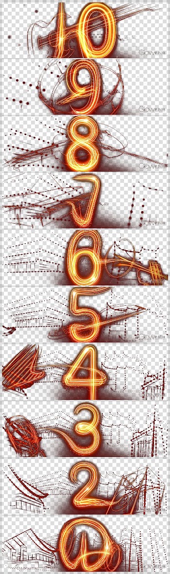 Number 0-10 illustration, Light Flame Numerical digit , Flame Digital transparent background PNG clipart