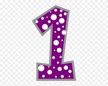 Number 1 Purple And Grey Polkadot Clip Art - Polka Dot Number 1