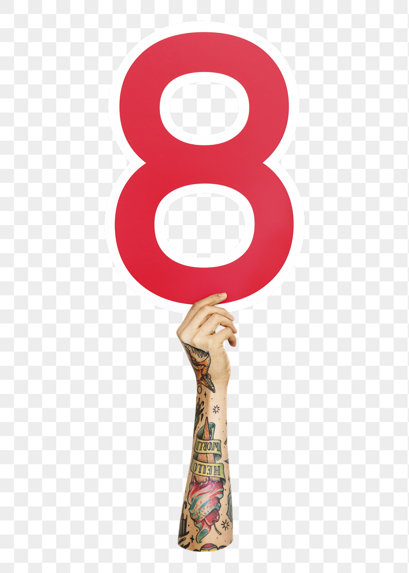 Number 8 png hand holding | Free PNG - rawpixel