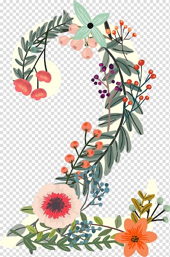 Number Flower Digital data, Flowers number 2 transparent background PNG clipart