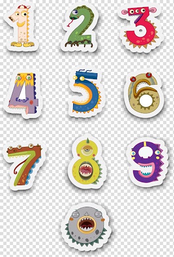 Number , Numerical digit Sticker, Cartoon animal number transparent background PNG clipart
