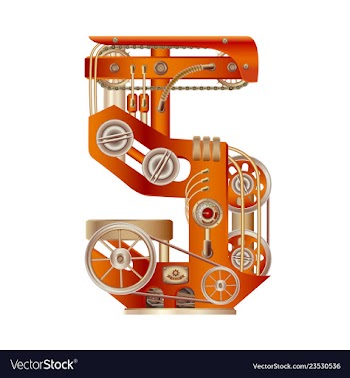 Numeral 5 of mechanic alphabet steampunk font vector image