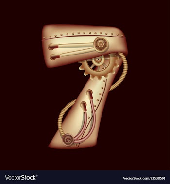 Numeral 7 of mechanic alphabet steampunk style vector image