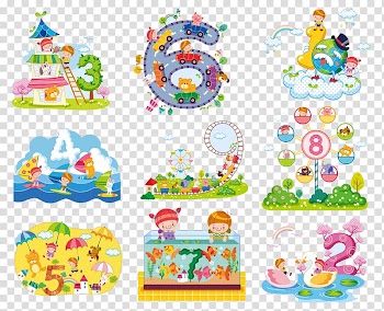 Numerical digit Child Cartoon, Colorful icons transparent background PNG clipart