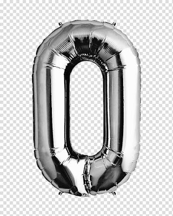 Numeros de globo, silver zero balloon transparent background PNG clipart