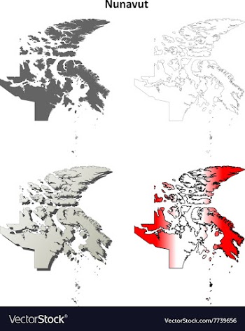 Nunavut blank outline map set vector image