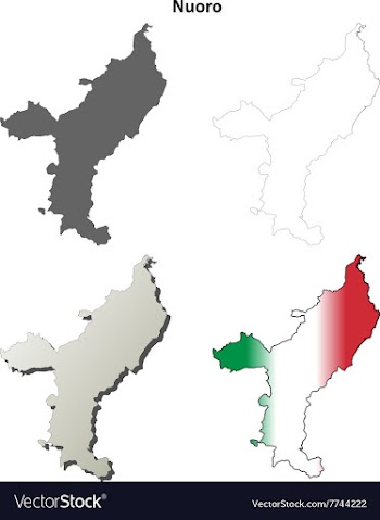 Nuoro blank detailed outline map set vector image