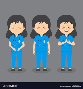 nurse character with various expression