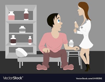 Nurse injects a patient vector image
