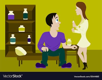 Nurse injects a patient vector image