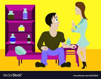 Nurse injects a patient vector image