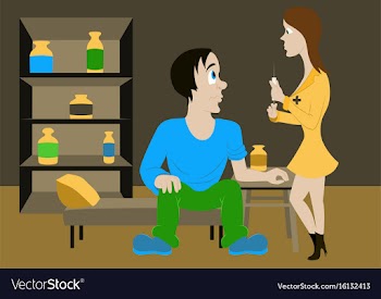 Nurse injects a patient vector image