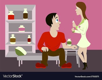 Nurse injects a patient vector image