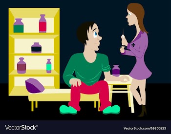 Nurse injects a patient vector image