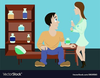 Nurse injects a patient vector image