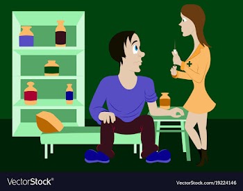 Nurse injects a patient vector image