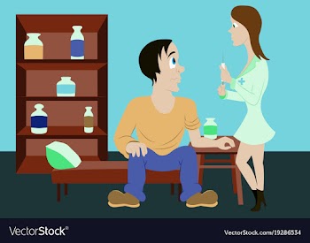 Nurse injects a patient vector image