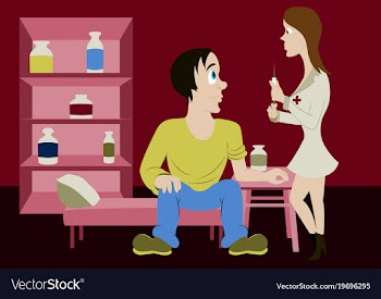 Nurse injects a patient vector image