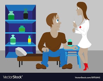 Nurse injects a patient vector image