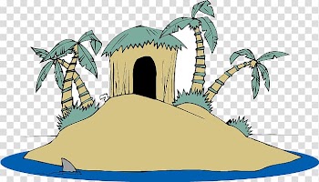 Nusa Lembongan Island Cartoon Illustration, coconut tree hut transparent background PNG clipart