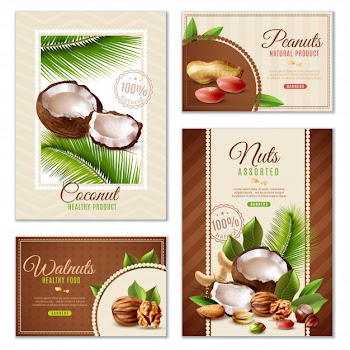 Nuts poster banner set Free Vector