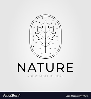 oak leaf line art logo or nature icon design