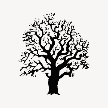 Oak tree  clipart, black | Free PSD - rawpixel