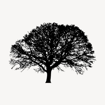 Oak tree silhouette clipart, botanical | Free Photo - rawpixel