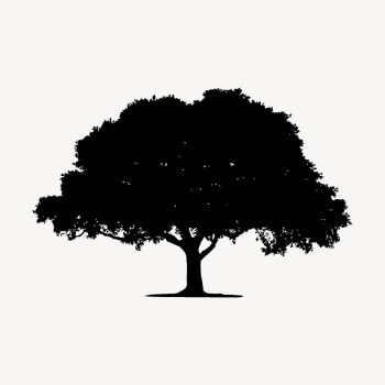 Oak tree silhouette clipart, botanical | Free Vector - rawpixel
