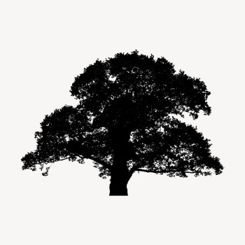 Oak tree silhouette collage element, | Free PSD - rawpixel