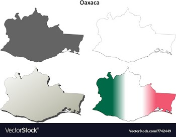 Oaxaca blank outline map set vector image