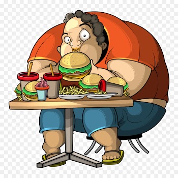 Obesity Eating Illustration - Obese man 