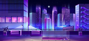 Observation desk on city building roof vector Free Vector
