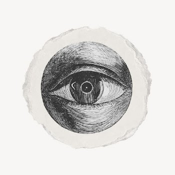 Observing eye ephemera drawing, ripped | Free PSD Illustration - rawpixel