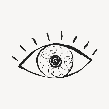 Observing eye sticker, cute doodle | Free PSD Illustration - rawpixel