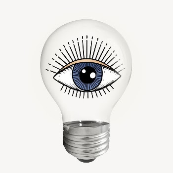 Observing eye sticker, light bulb | Free PSD - rawpixel