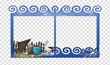Ocean Frame, blue frame transparent background PNG clipart