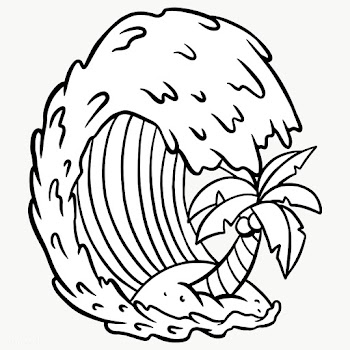 Ocean waves with coconut tree sticker design element | Free  transparent png - 2358345
