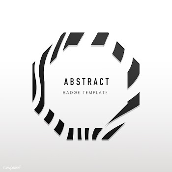 Octagon black and white abstract badge vector | Free stock vector - 538037