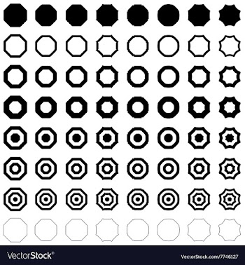 Octagon polygon set vector image