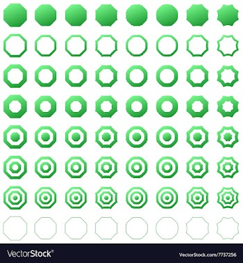 Octagon shape polygon icon template set vector image