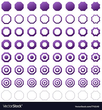 Octagon shape polygon icon template set vector image