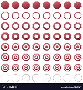 Octagon shape polygon icon template set vector image