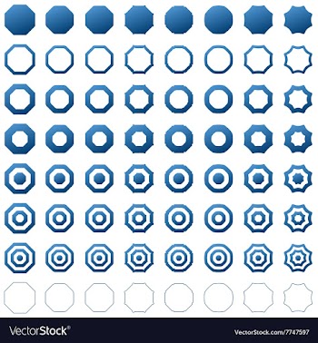 Octagon shape polygon icon template set vector image