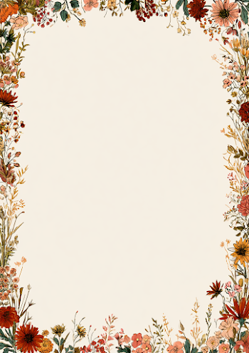 October Floral Border in Beatrix Potter Style