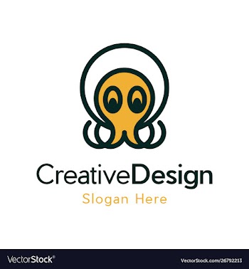 Octopus animal underwater outline logo vector image