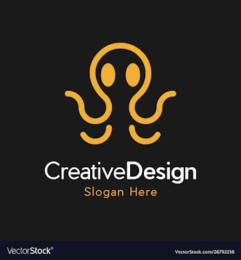 Octopus animal underwater outline logo vector image